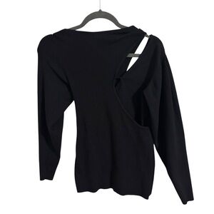 Black Asymmetric Cutout Women’s Top